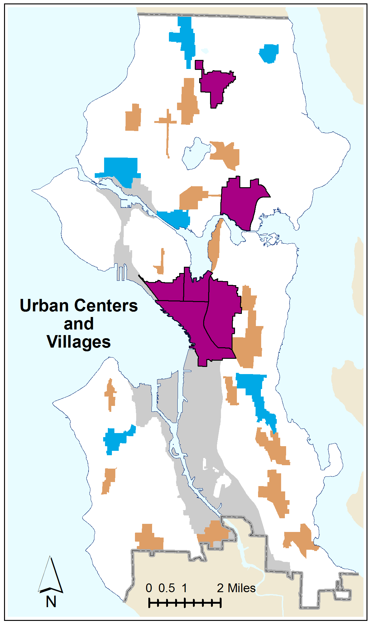 Census Urban Centers and Villages Small Reference Map
